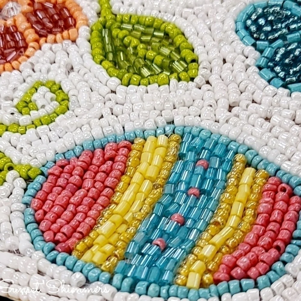 x2 SHABBY CHIC EASTER Egg & Flowers BEADED Jeweled PLACEMAT CHARGERS 14
